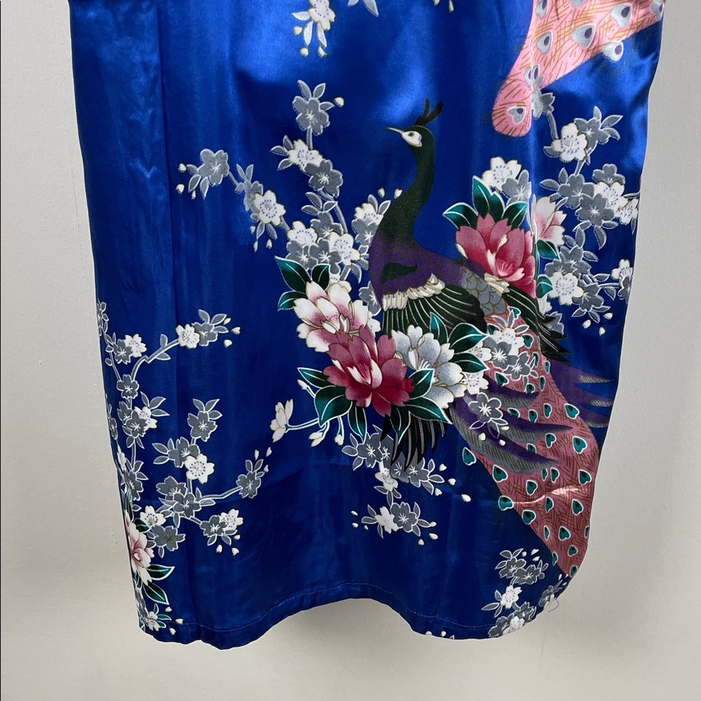 Sam Well Floral Satin Silky Peacock Belted Women's OSFM Kimono Lightwight Robe - Picture 7 of 10